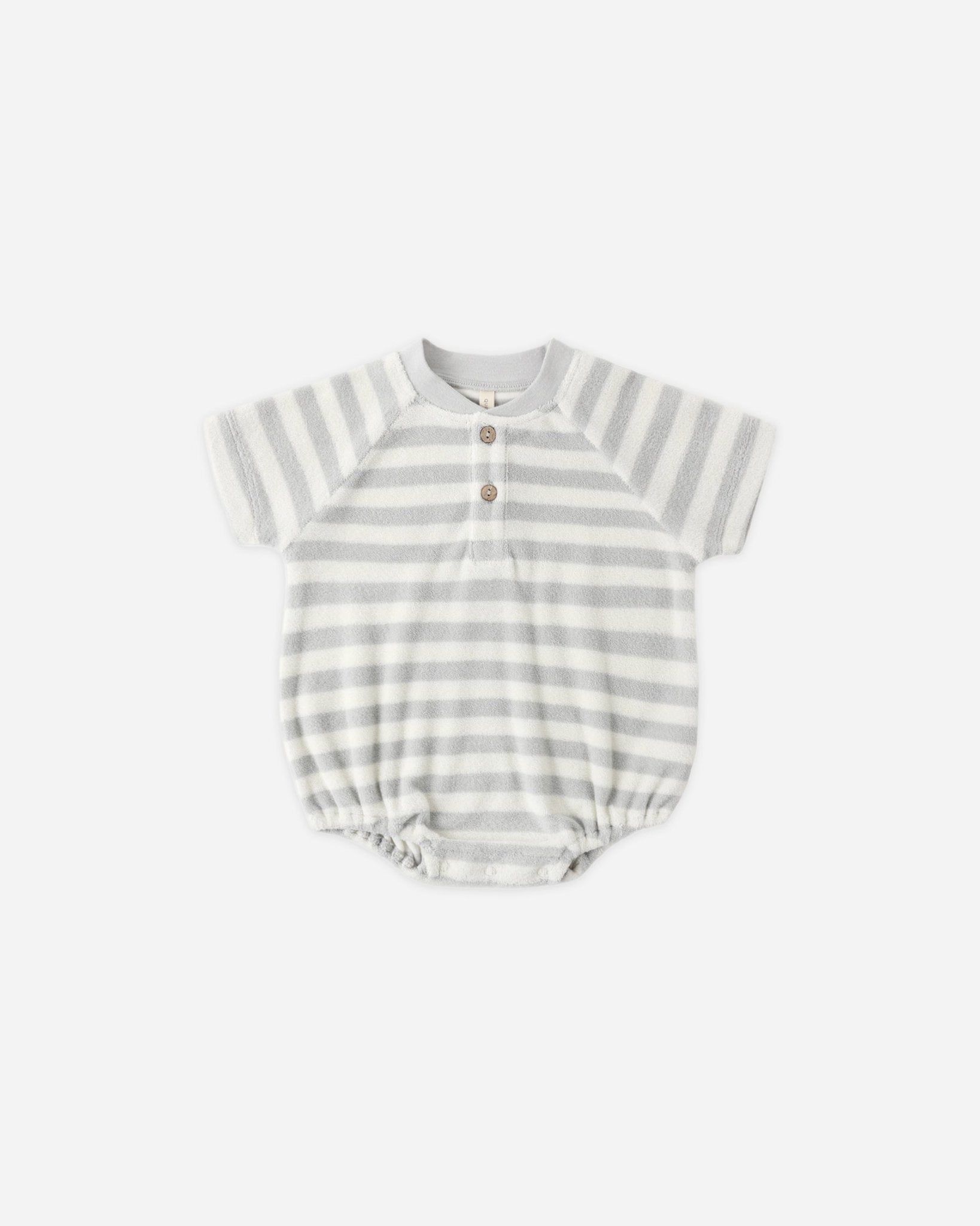 Quincy Mae Terry Henley Romper Sky Stripe Quincy Mae