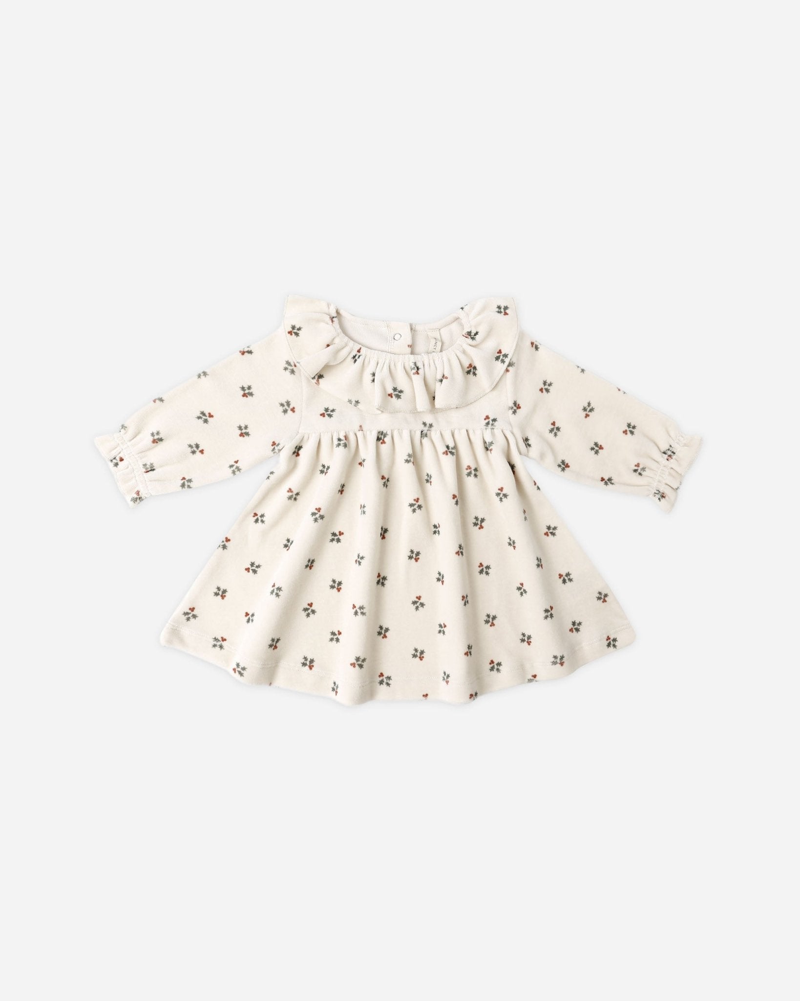 Quincy Mae Velour Baby Dress || Holly Berry Quincy Mae
