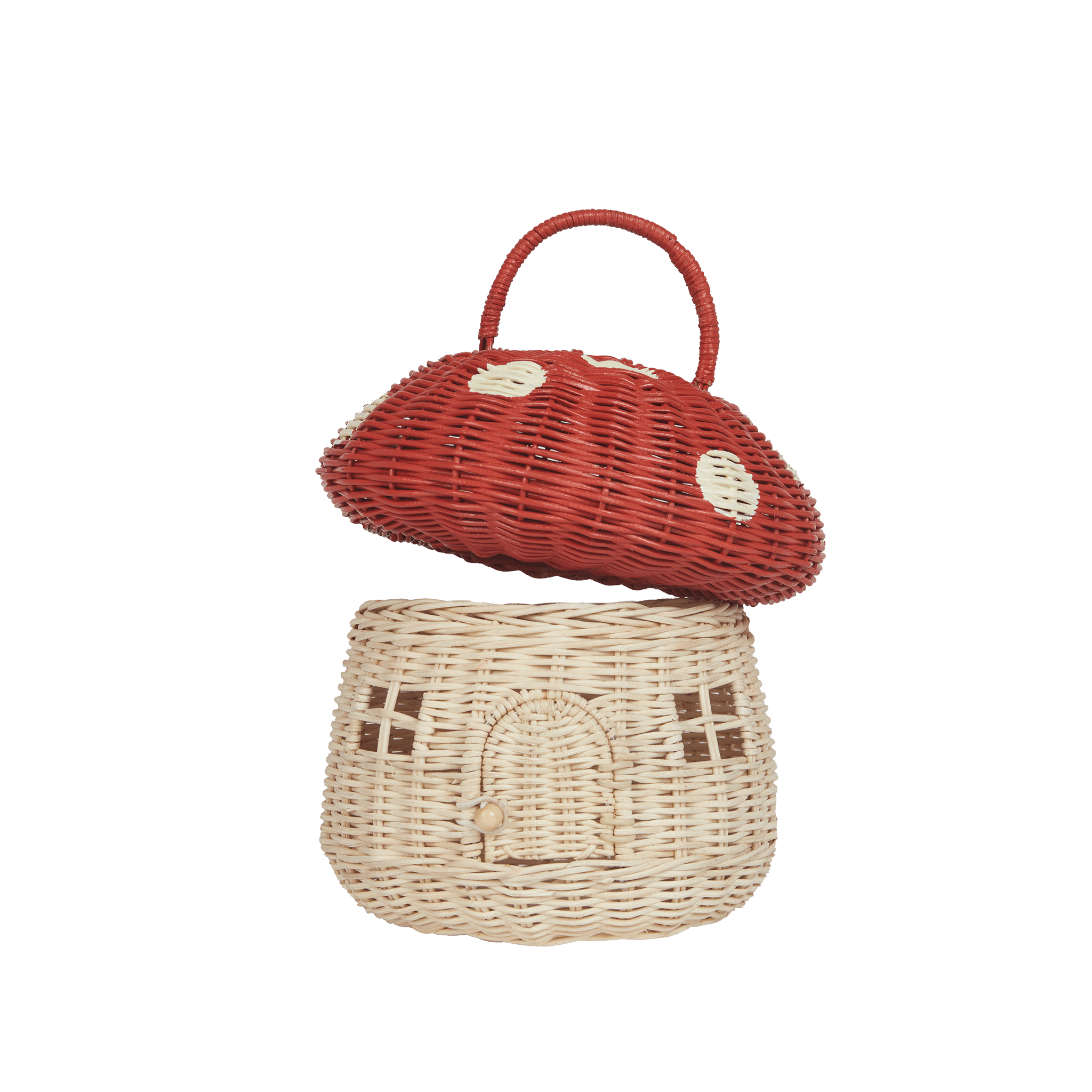 Rattan Mushroom Basket - Red Olli Ella