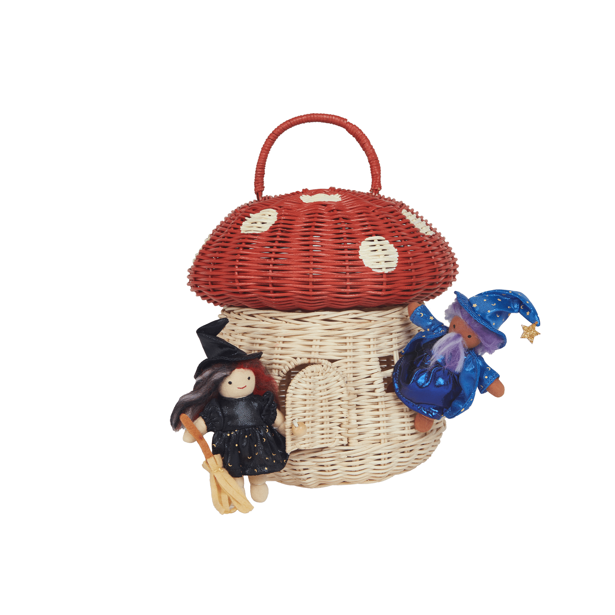 Rattan Mushroom Basket - Red Olli Ella