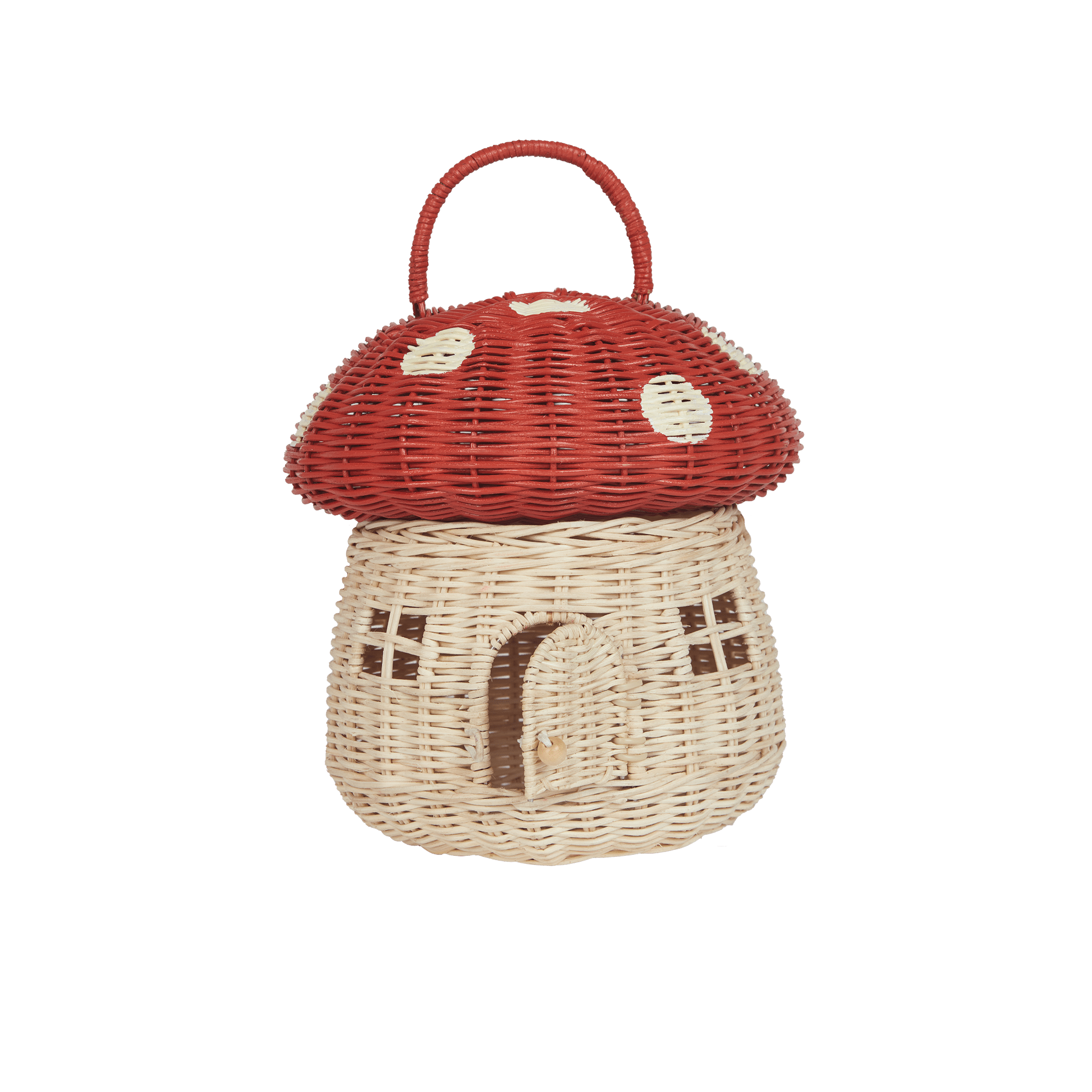 Rattan Mushroom Basket - Red Olli Ella