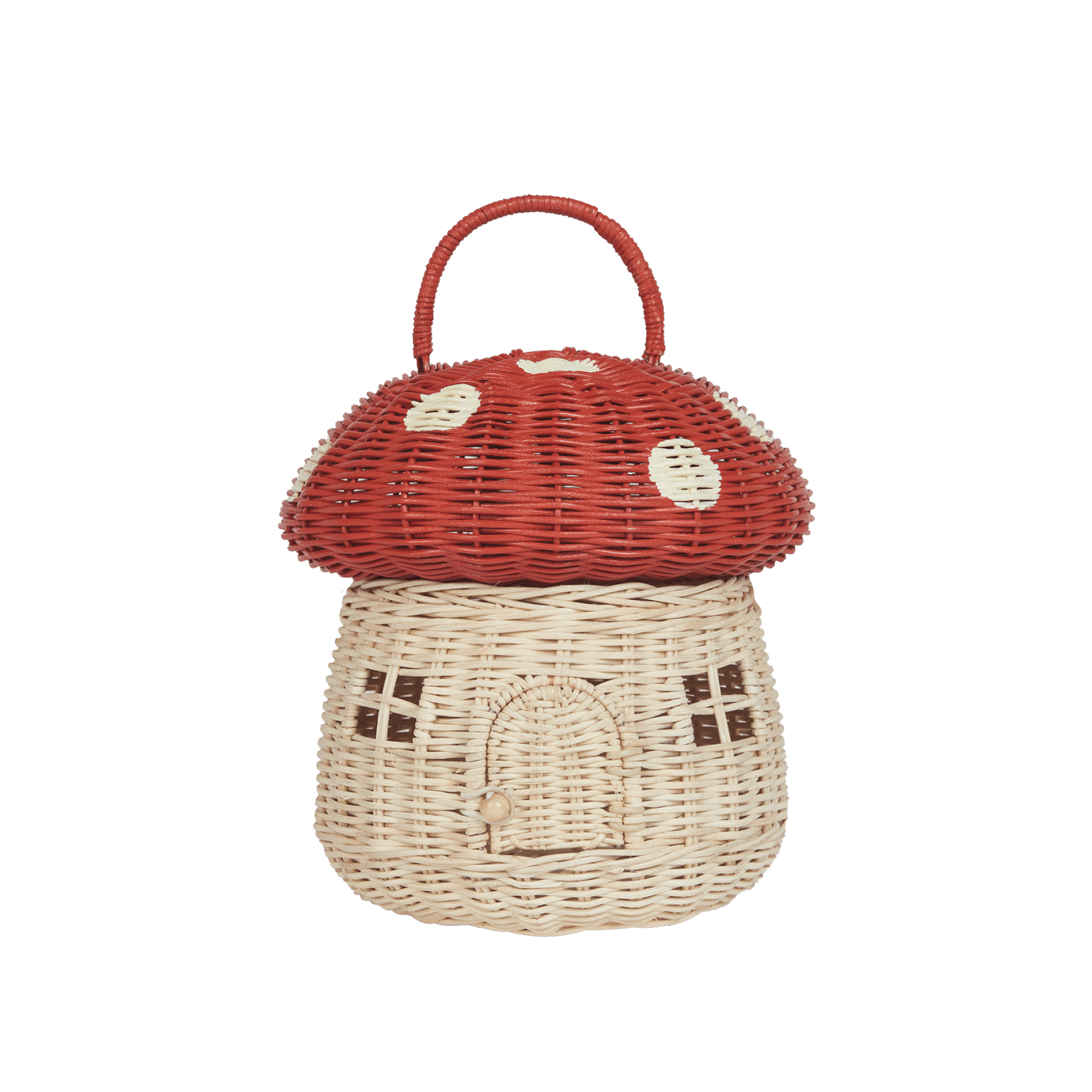 Rattan Mushroom Basket - Red Olli Ella