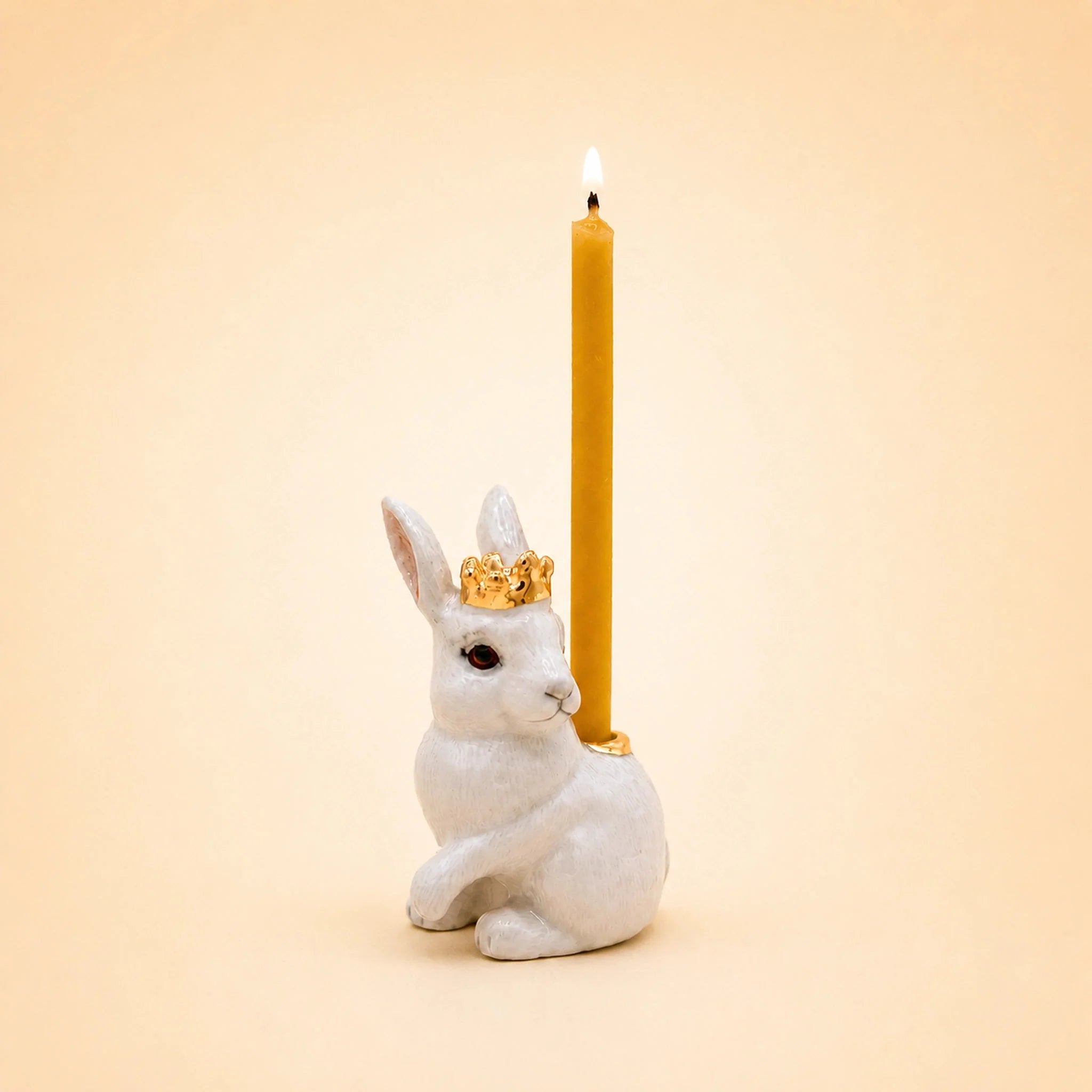 Royal White Rabbit Cake Topper | Porcelain Party Animal | Candle Holder