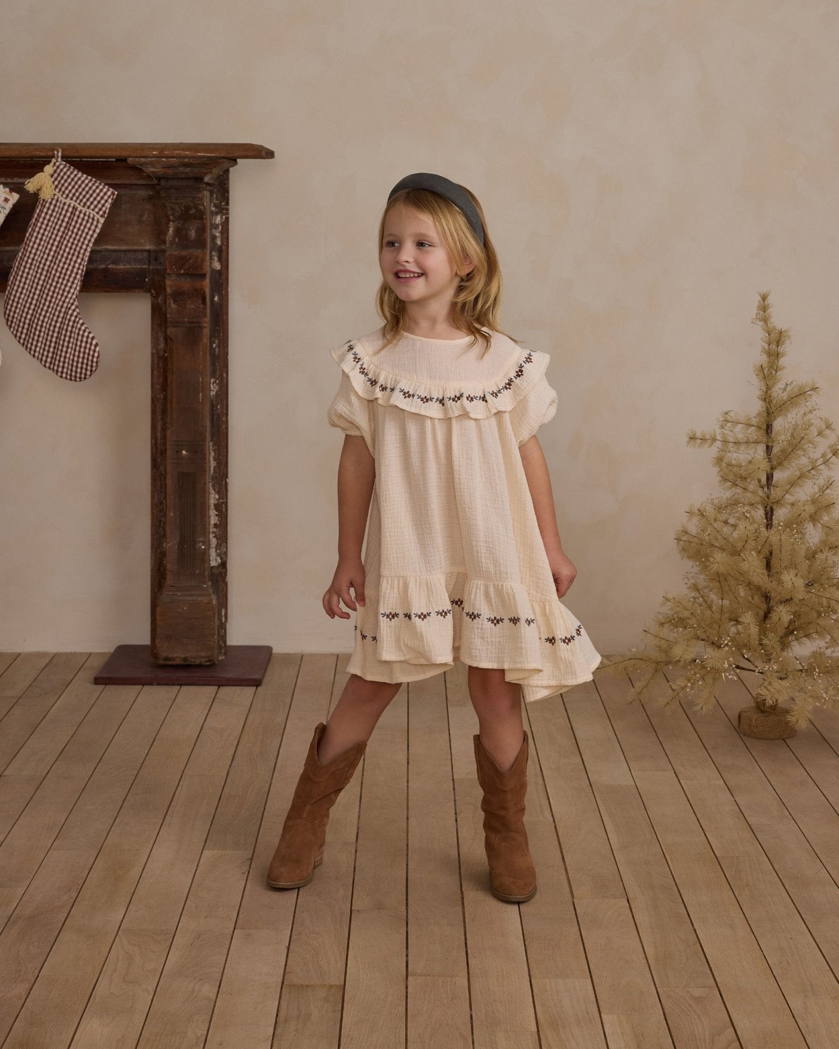 Rylee + Cru Cordelia Dress – Natural | Girls Embroidered Cotton Dress Rylee + Cru
