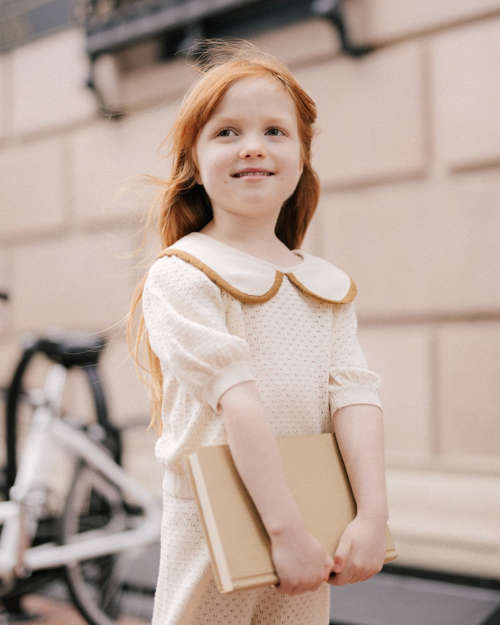 Rylee + Cru Pointelle Collared Top β Natural | Girls Knit Cotton Top Rylee + Cru