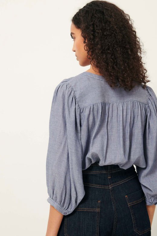 Sessùn A View Gathered Blouse – Chambray Blue Sessùn