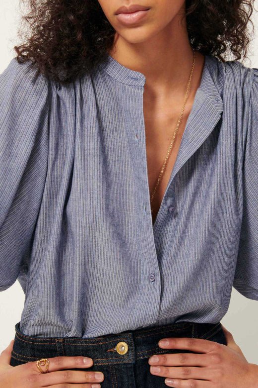 Sessùn A View Gathered Blouse – Chambray Blue Sessùn