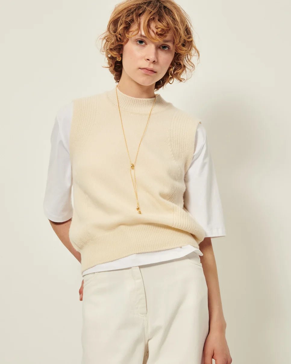 Sessùn Baynino Sleeveless Merino Wool Top – White Sessùn