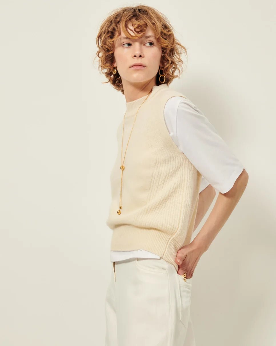 Sessùn Baynino Sleeveless Merino Wool Top – White Sessùn