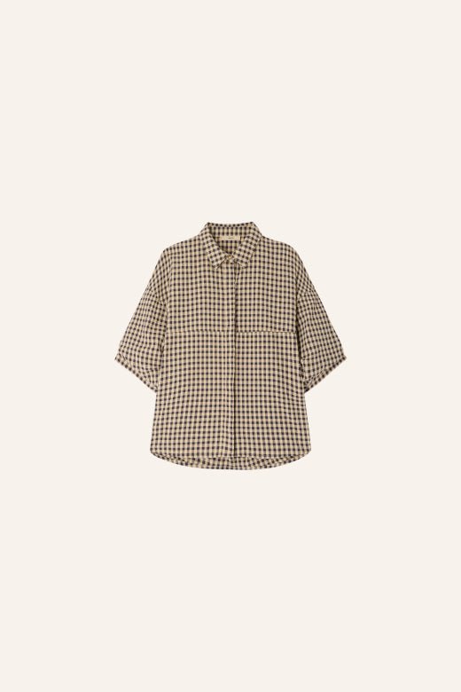 Sessùn Florentina Balloon Sleeve Gingham Blouse – Sandblack Sessùn