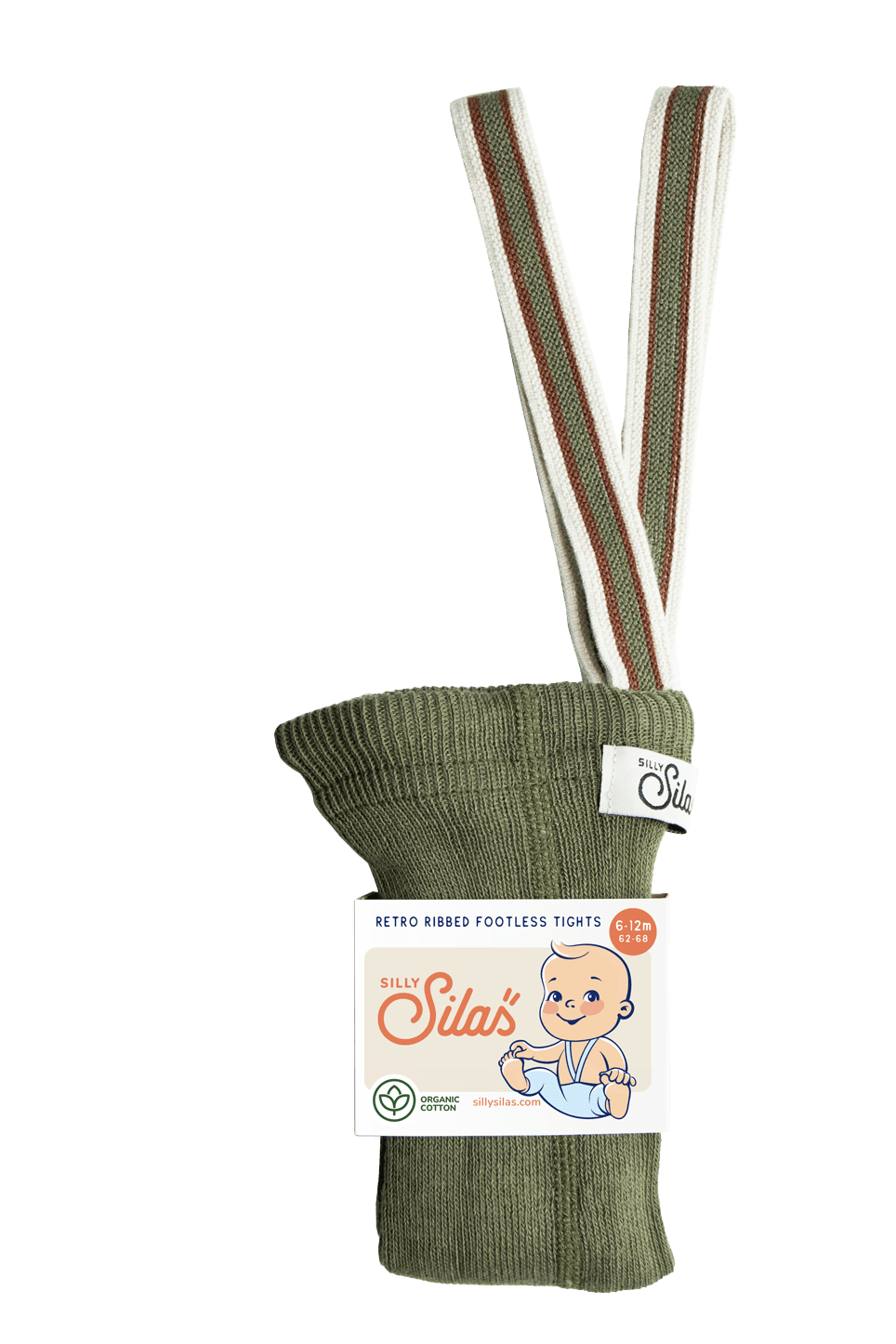 Silly Silas Footless Olive Striped Silly Silas