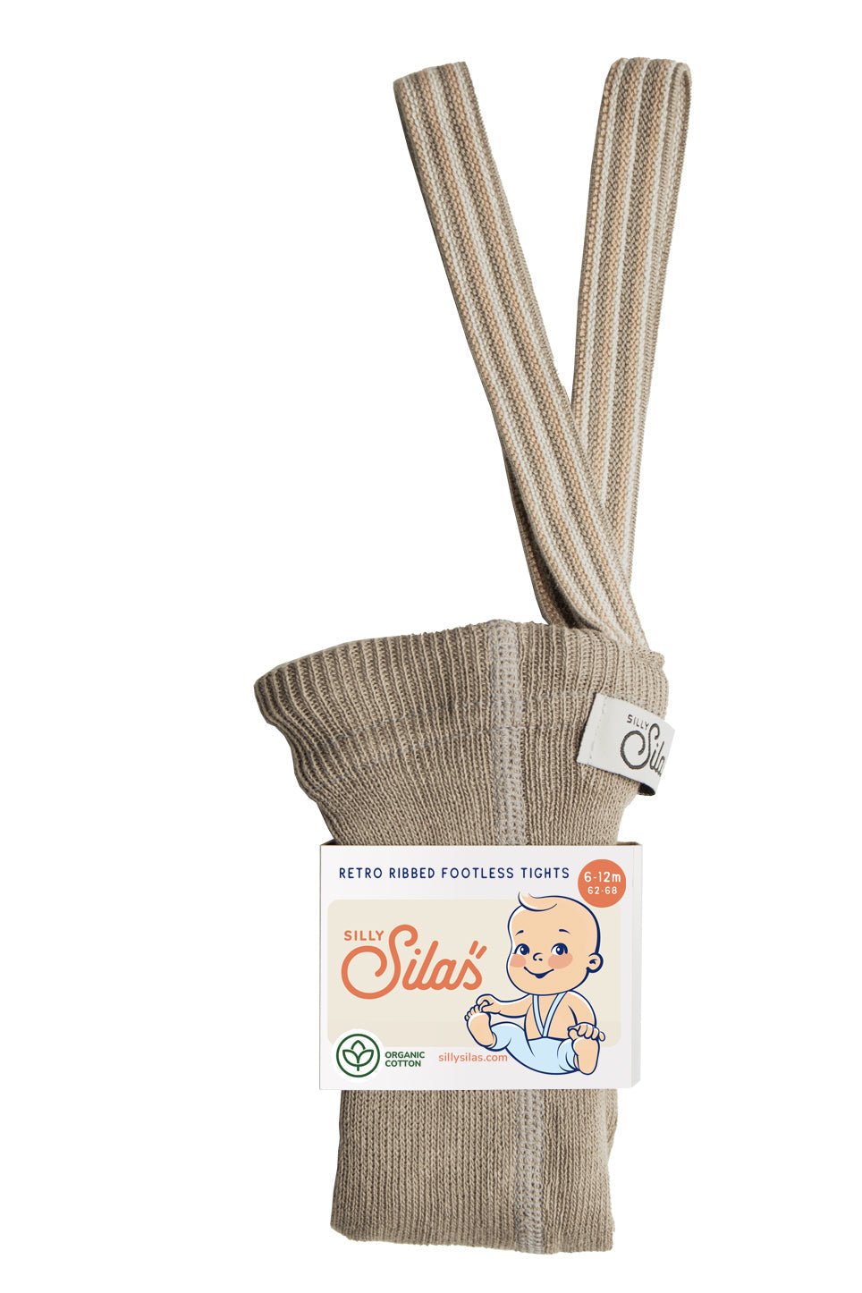 Silly Silas Footless Oyster Grey Striped Silly Silas