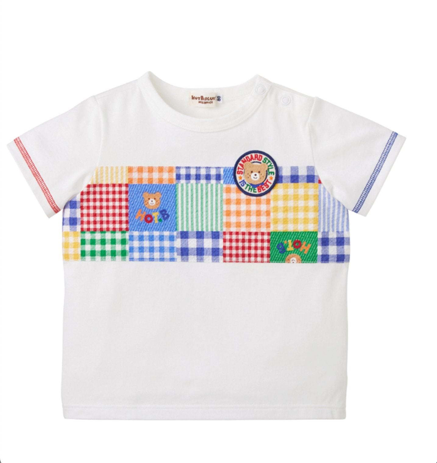 白色刺绣拼接小熊Tee Mikihouse