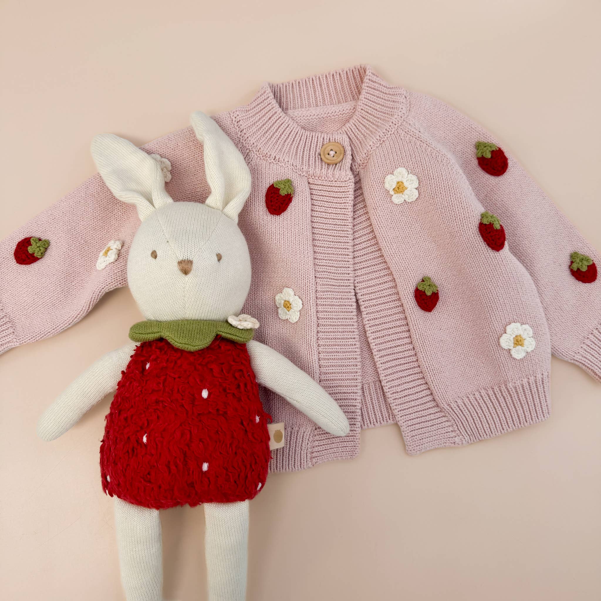 The Blueberry Hill Cotton Strawberry Flower Cardigan – Baby & Toddler Knit Sweater The Blueberry Hill