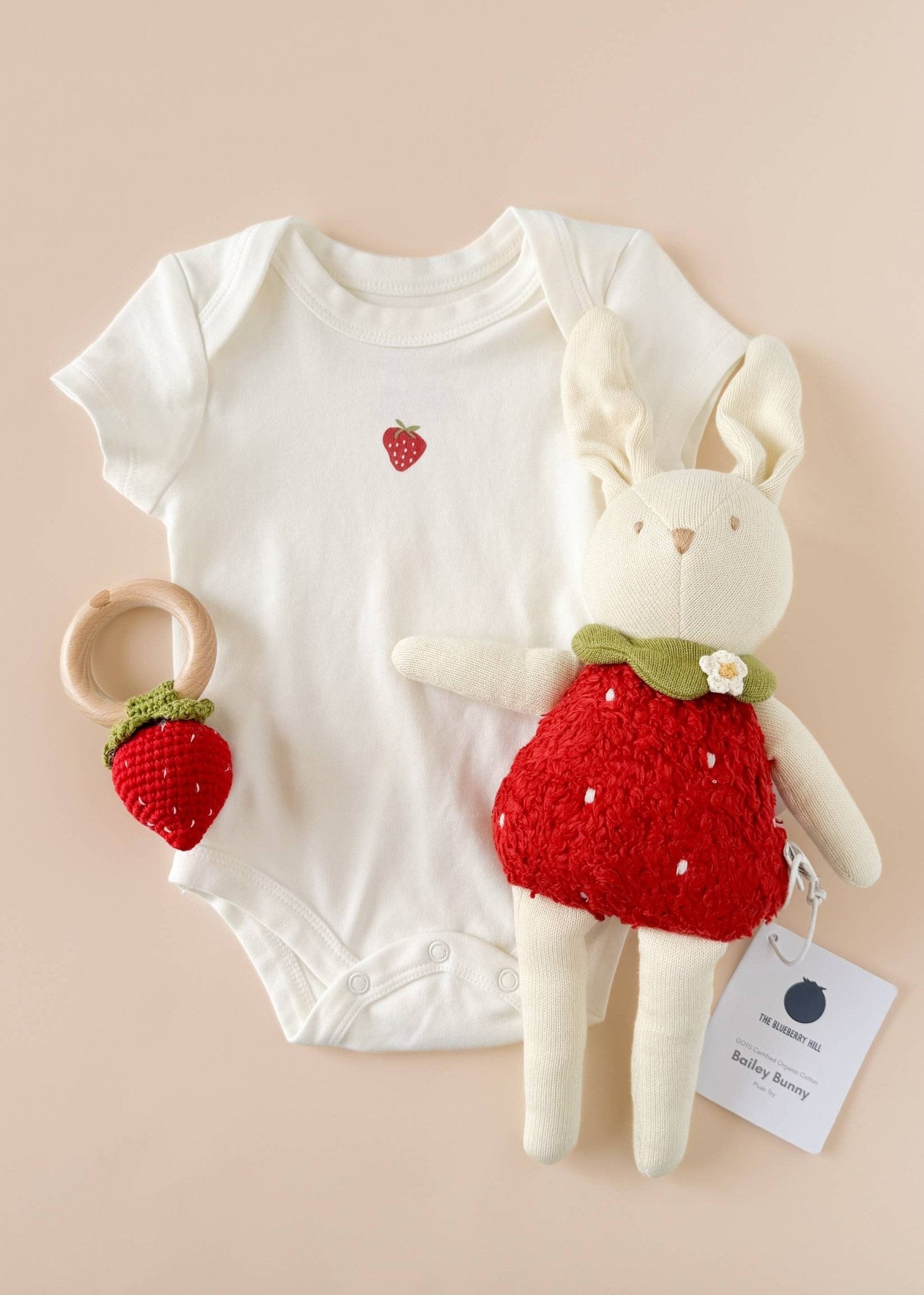 The Blueberry Hill - Strawberry Onesie Baby Bodysuit Organic Graphic Tee Gift (0 - 6month) The Blueberry Hill