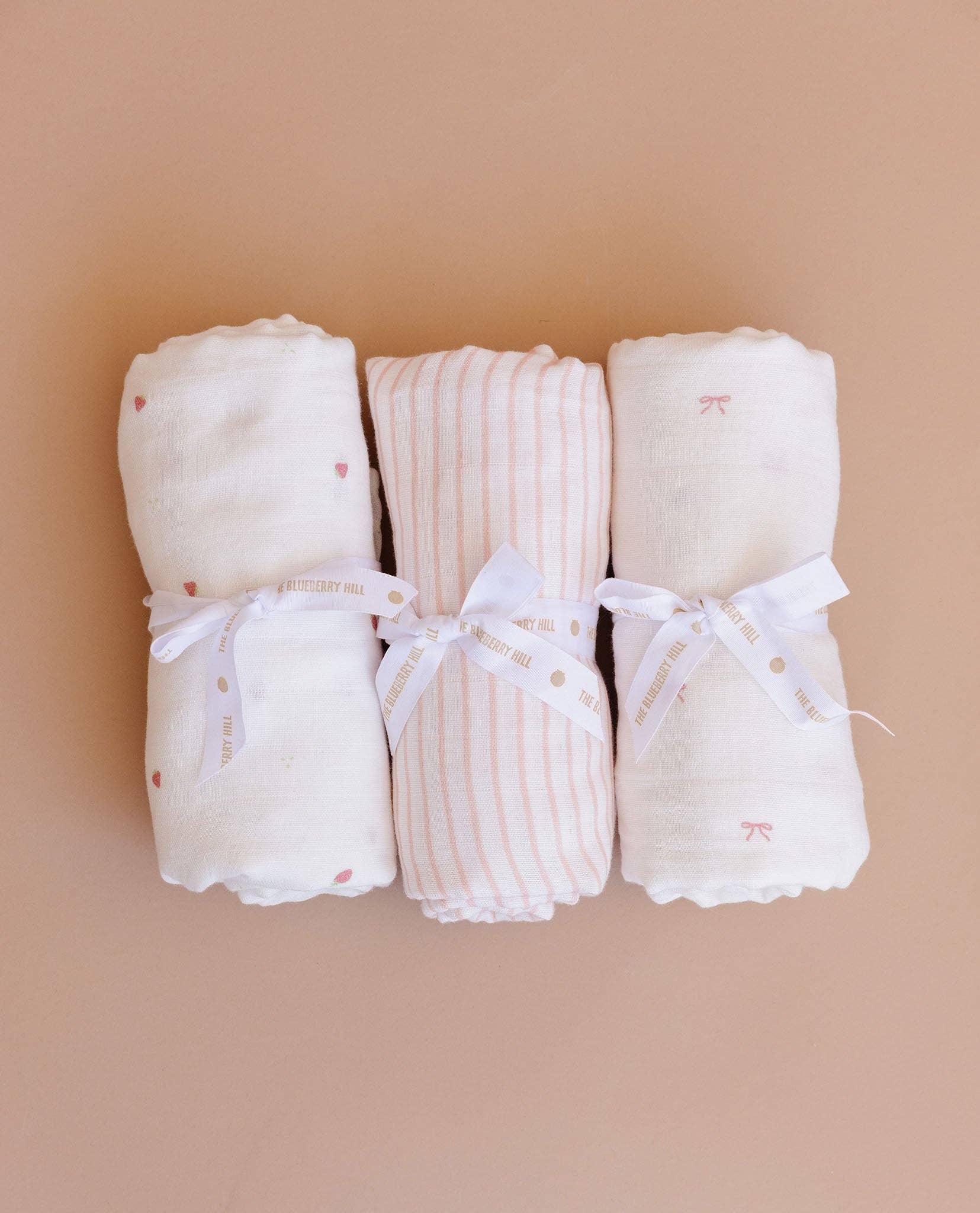 The Blueberry Hill Strawberry Organic Muslin Baby Swaddle Blanket The Blueberry Hill