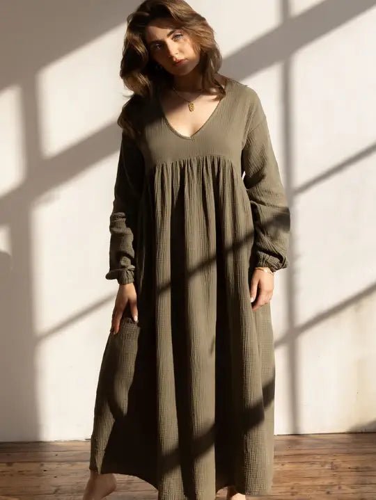 The Simple Folk - The Organic Meadow Dress: Olive The Simple Folk