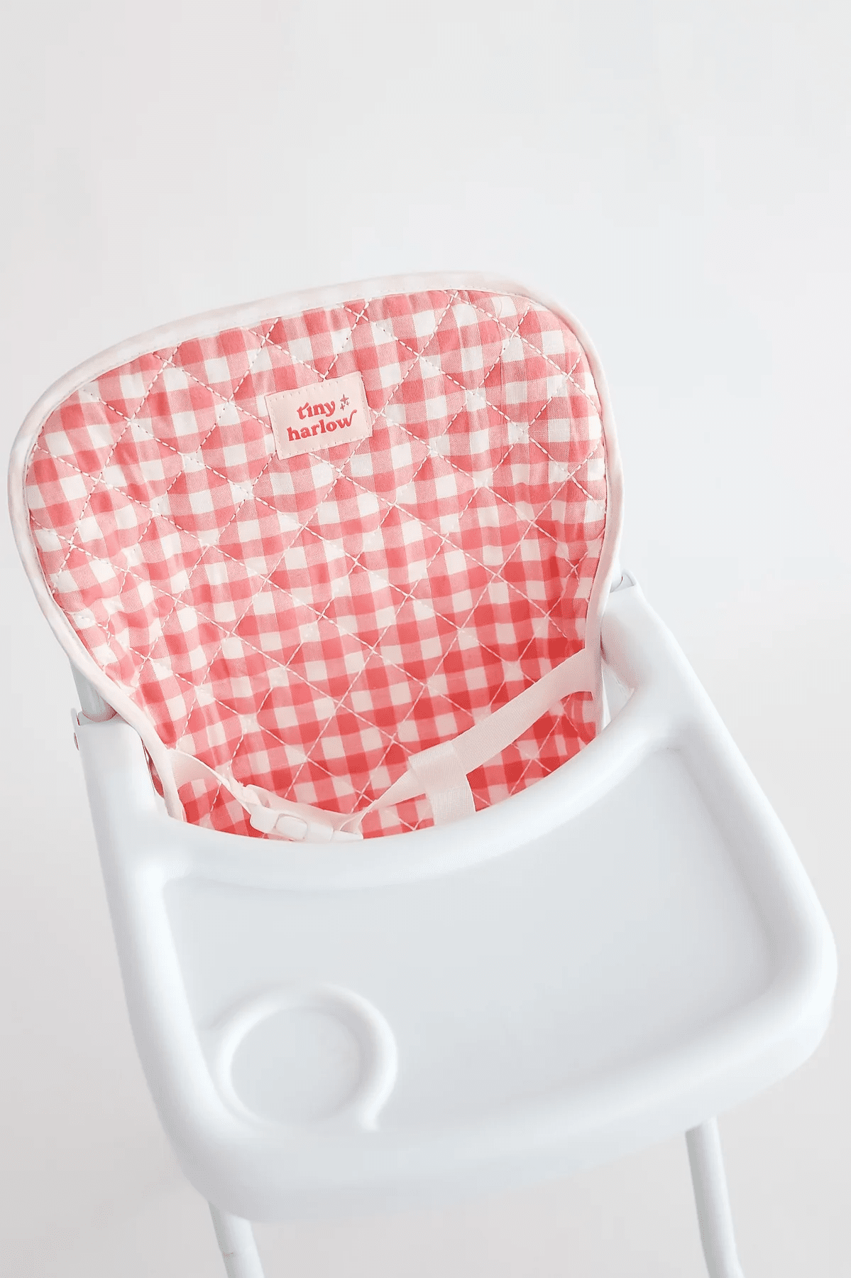 Tiny Harlow Doll High Chair - Pink Gingham