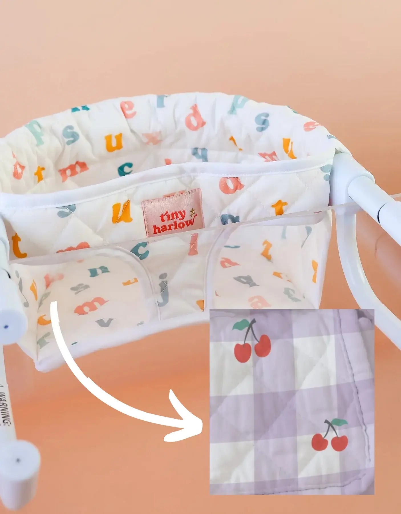 Tiny Harlow - North America - Feeding chair for doll - Gingham and cherry - Tiny Harlow Tiny Harlow