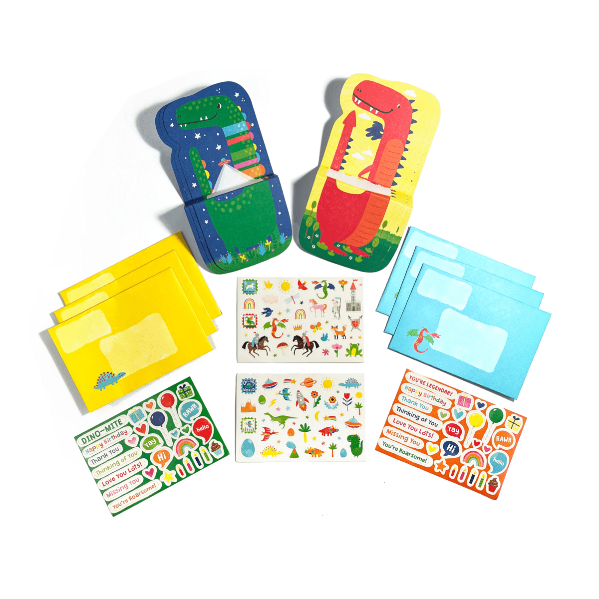 Tiny Tadas! Note Cards and Sticker Set - Dinos & Dragons OOLY