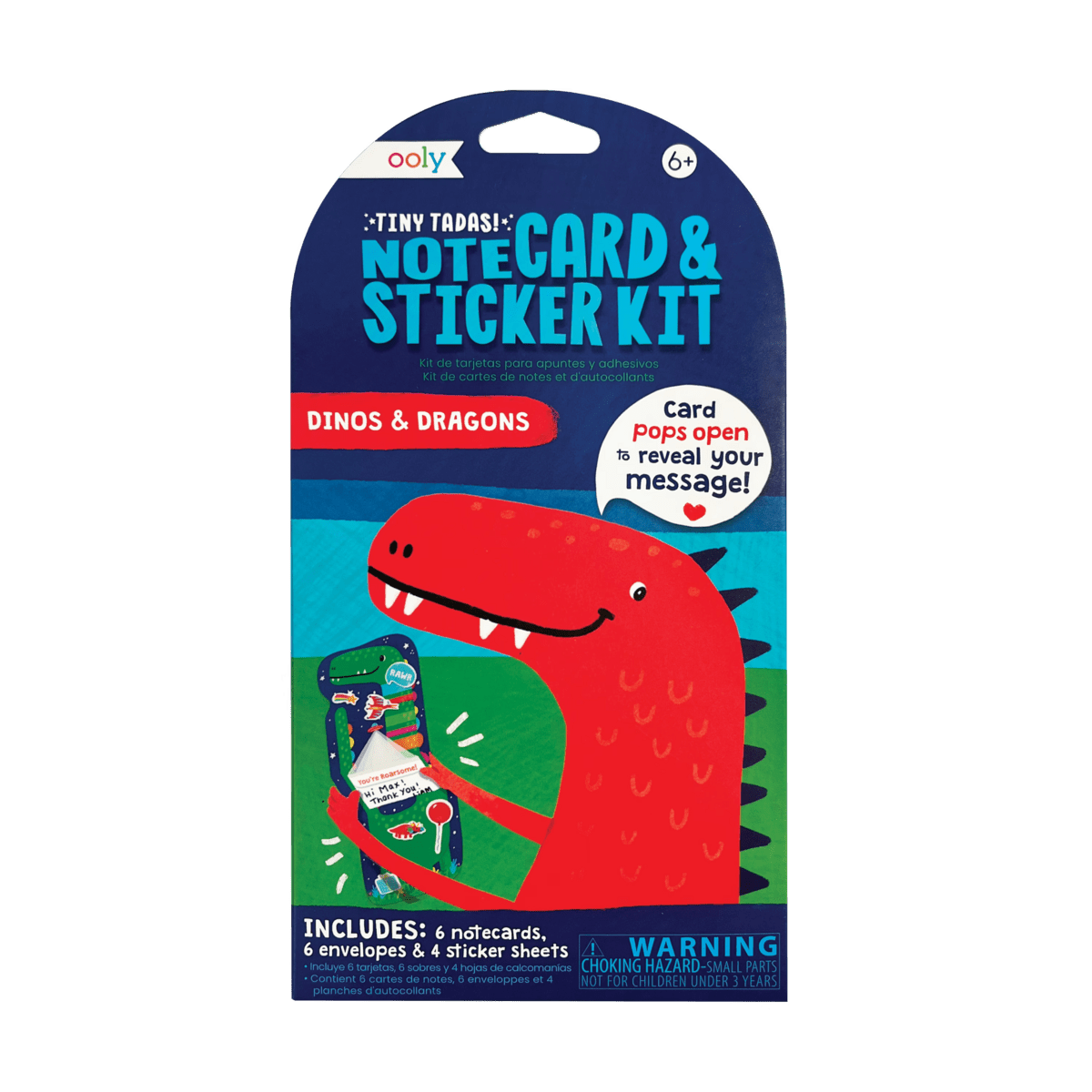 Tiny Tadas! Note Cards and Sticker Set - Dinos & Dragons OOLY