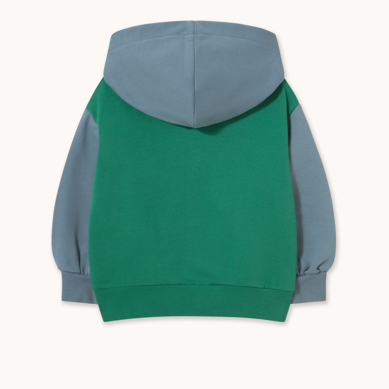 Tinycottons Curly Dog Color Block Hoodie in Dark Emerald