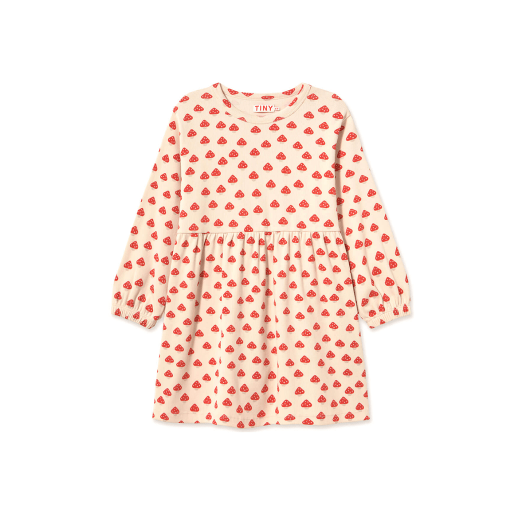 Tinycottons Mini Mushrooms Rib Dress in Ivory Tinycottons