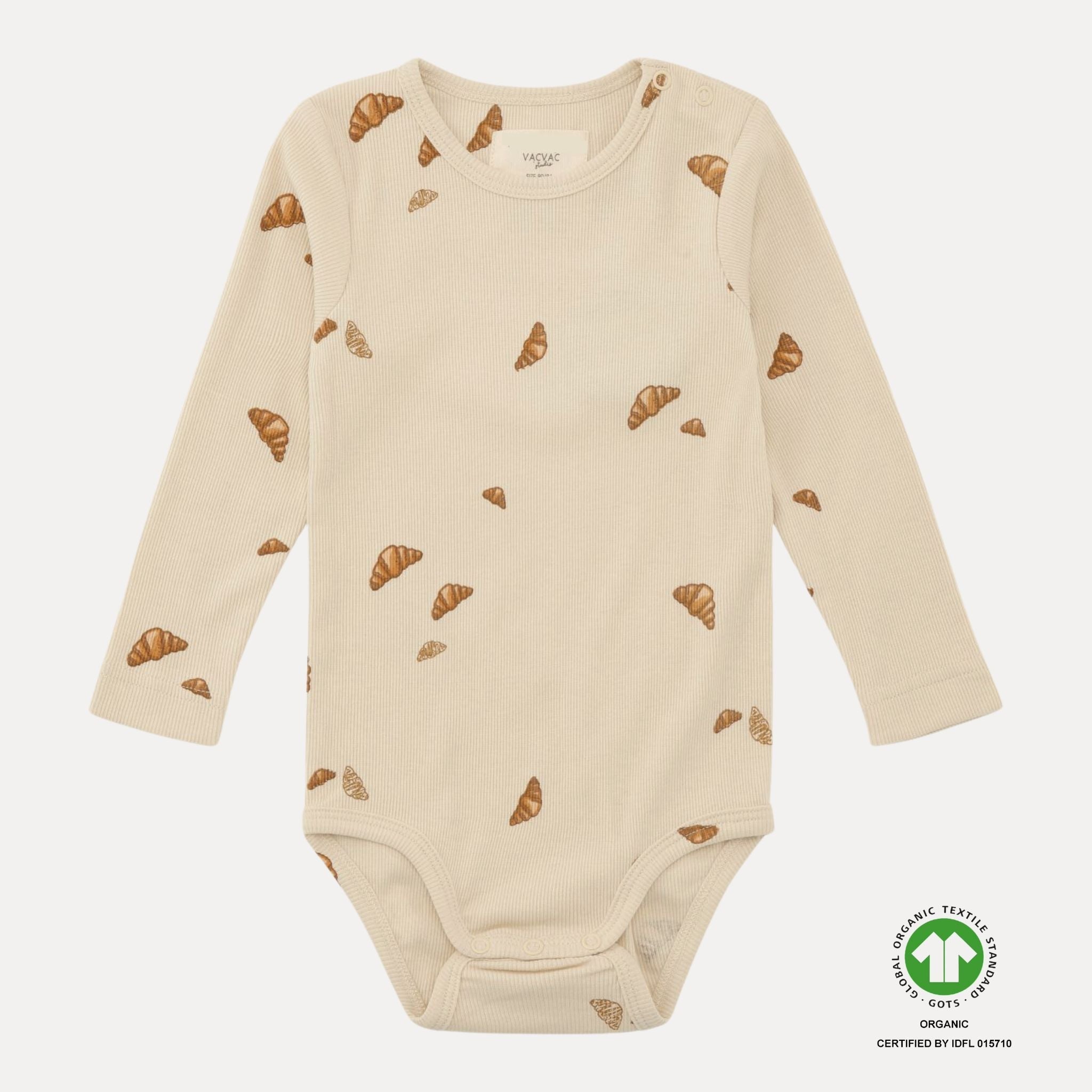 VACVAC Kurt Bodysuit LS – Croissant Mini | Organic Baby Bodysuit VACVAC