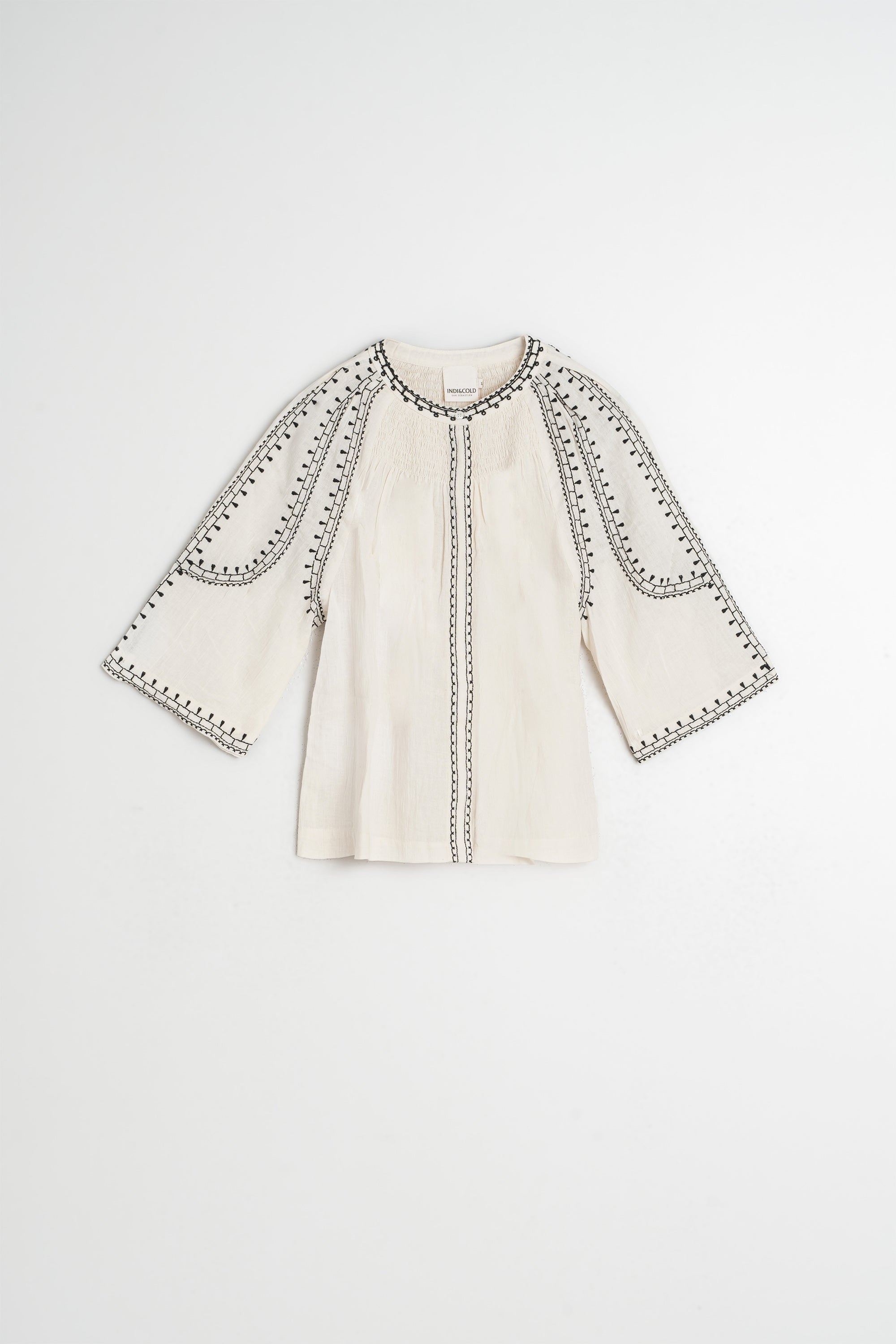 Indi & Cold Bell-Sleeve Shirt-Ecru