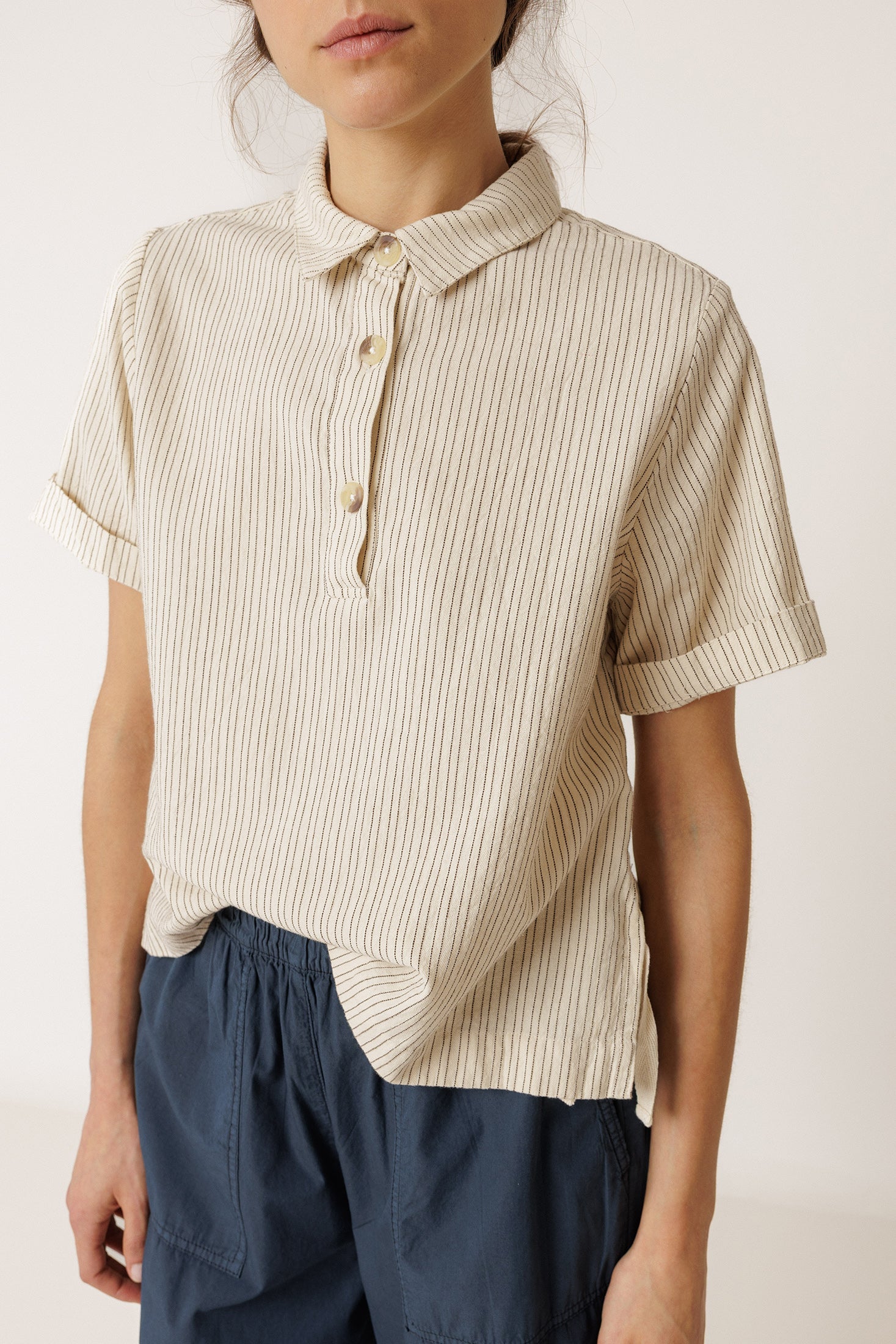 Indi & Cold Striped Polo Shirt with Side Ties