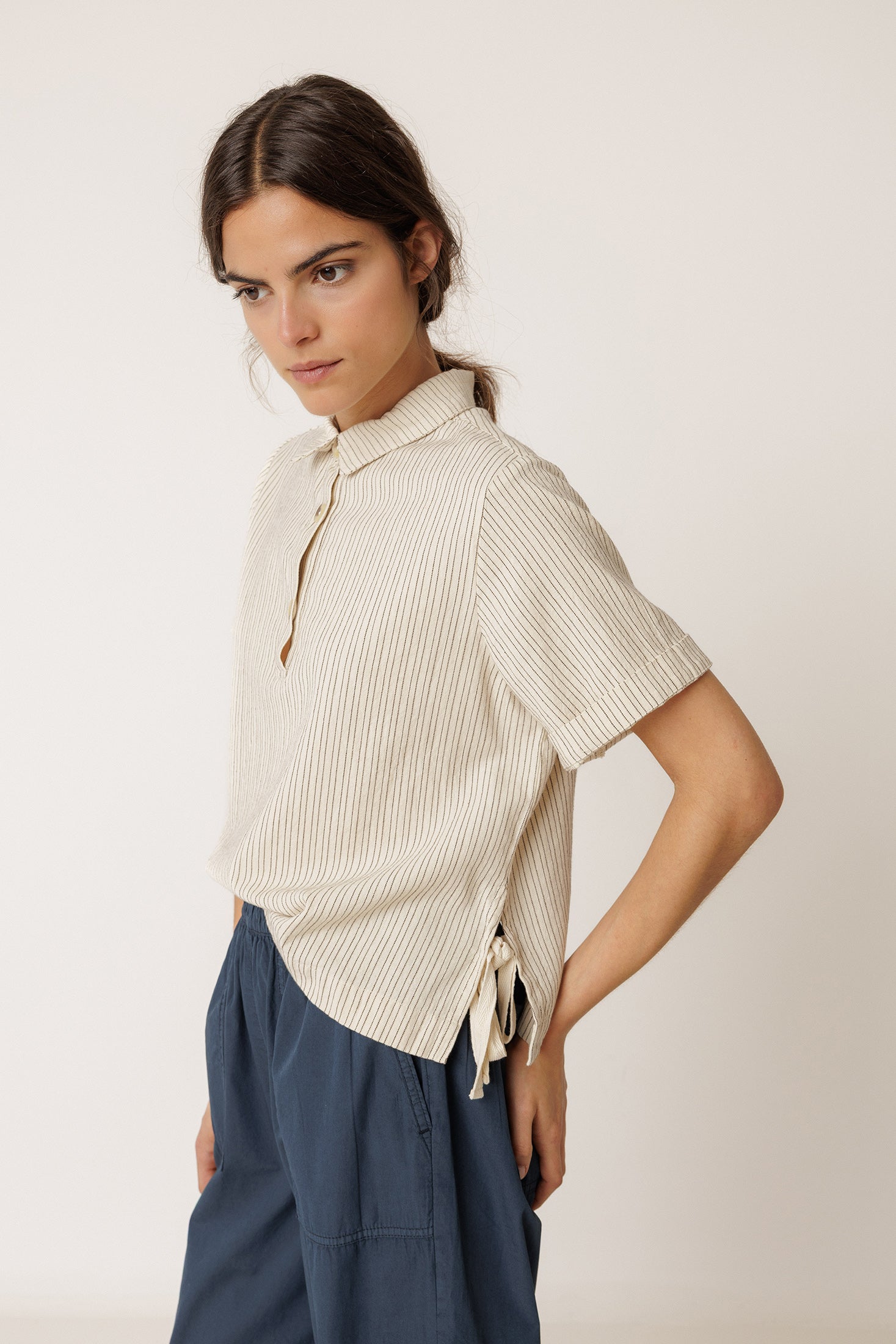 Indi & Cold Striped Polo Shirt with Side Ties