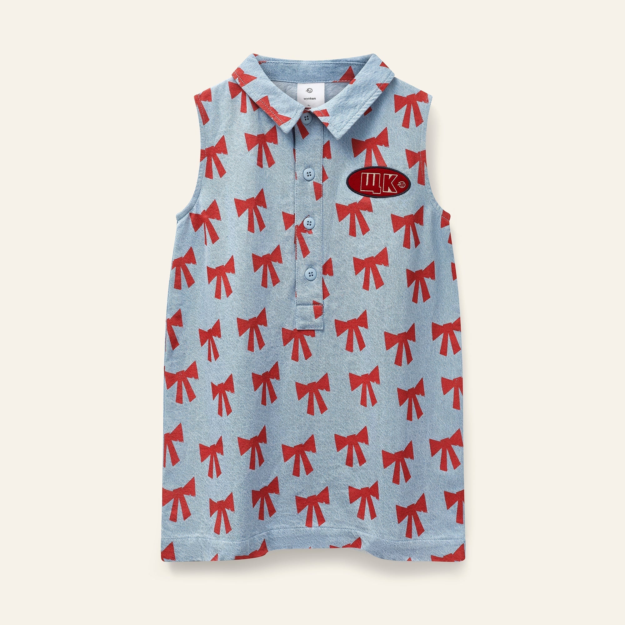 WYNKEN Amore Denim Dress - Setting Sun Bows Wynken