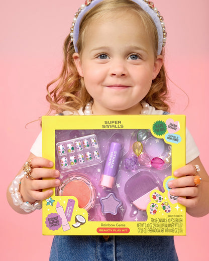 Child playing with Super Smalls Rainbow Gems Beauty Play Kit