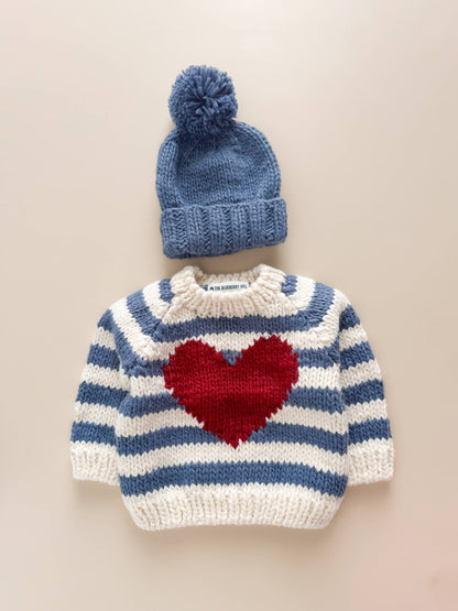 The Blueberry Hill Classic Pom Hat - Blue Boy Beanie