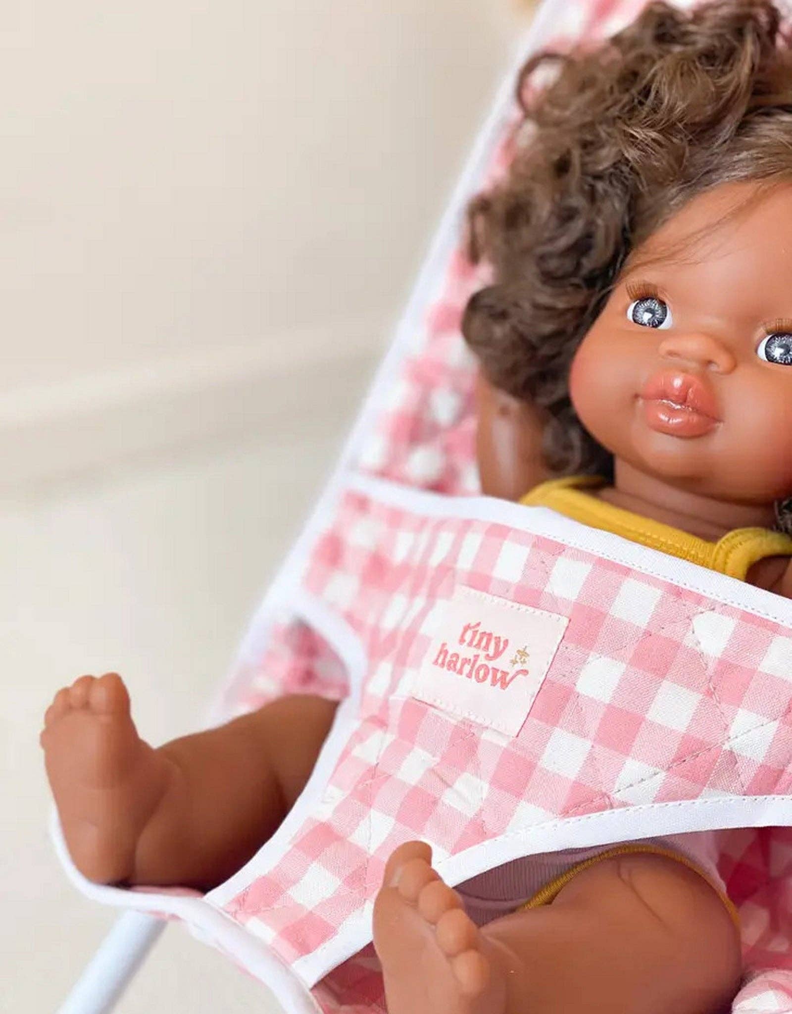 Shine on me Distribution - Stroller for doll - Pink Gingham - Tiny Harlow