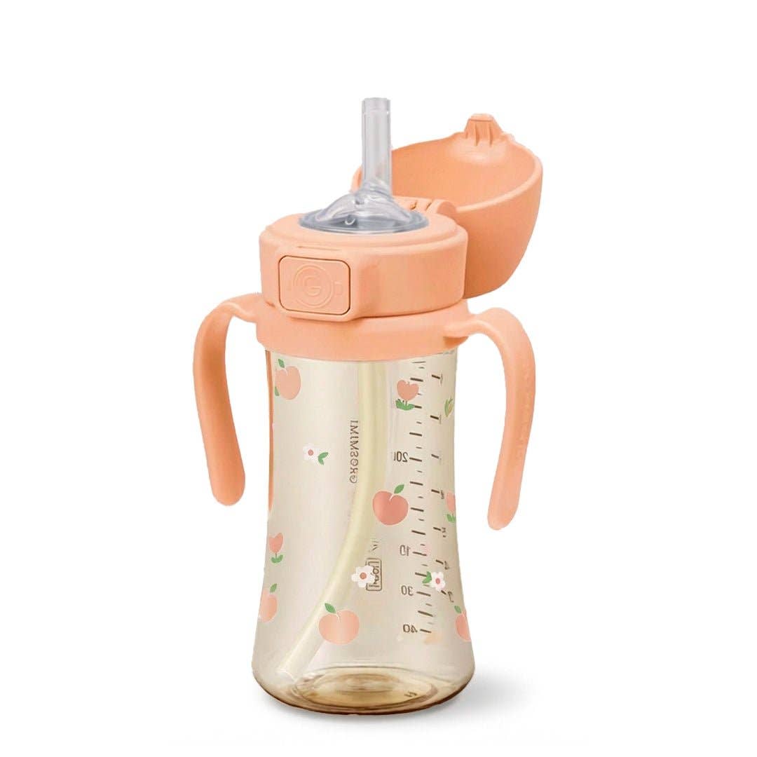 onzenna (Grosmimi and Cha&amp;Mom) - Grosmimi PPSU Straw Cup with Flip Top - 10oz (12 Months+) Stage 2 Straw: Cherry Peach