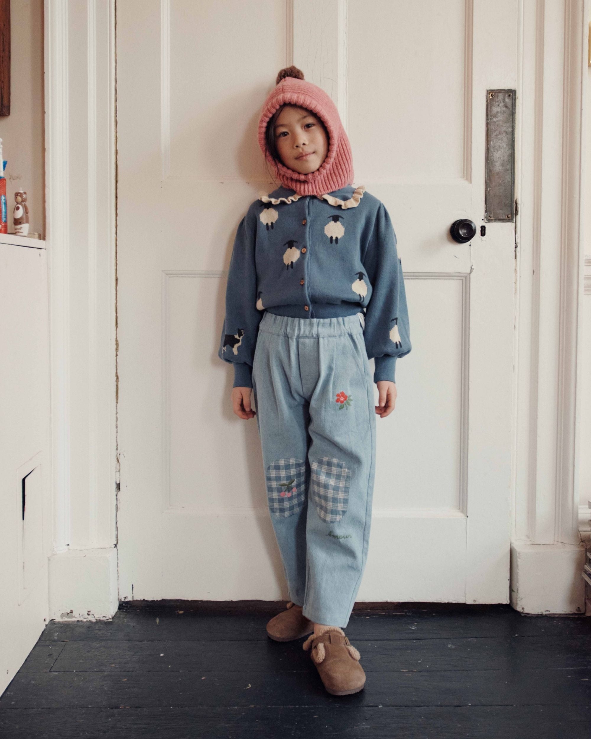 Emile et Ida Light Blue Denim Knee Patch Pants