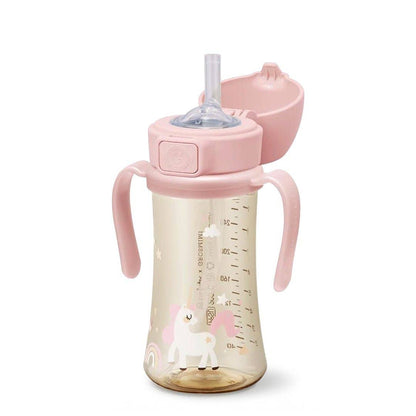 onzenna (Grosmimi and Cha&amp;Mom) - Grosmimi PPSU Straw Cup with Flip Top - 10oz (12 Months+) Stage 2 Straw: Cherry Peach