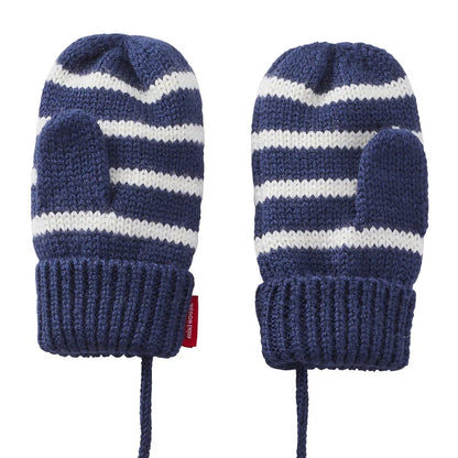 Mikihouse Dreamy Knit Teddy Bear Mittens-Navy