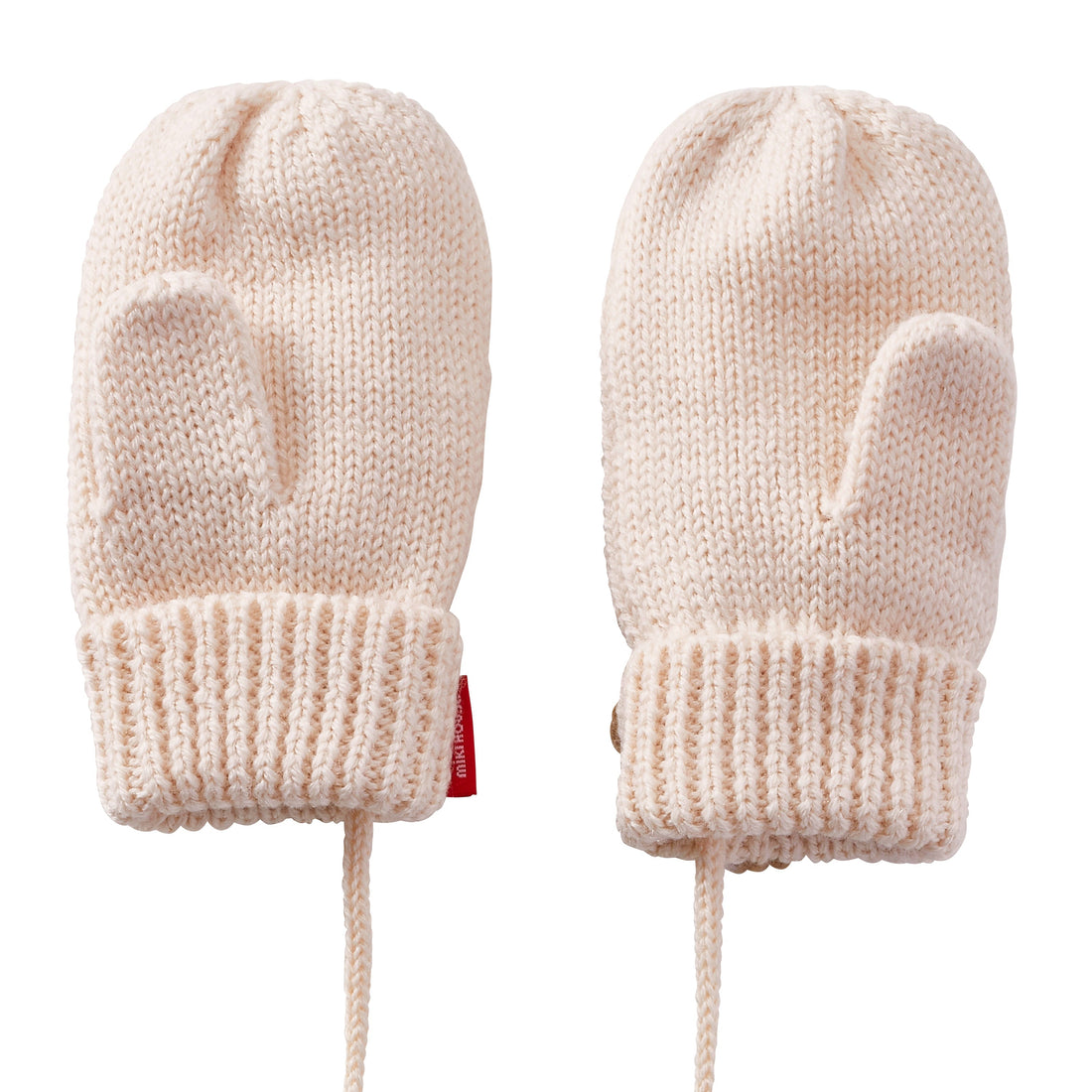 Mikihouse Dreamy Knit Teddy Bear Mittens-Ivory