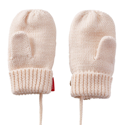 Mikihouse Dreamy Knit Teddy Bear Mittens-Ivory