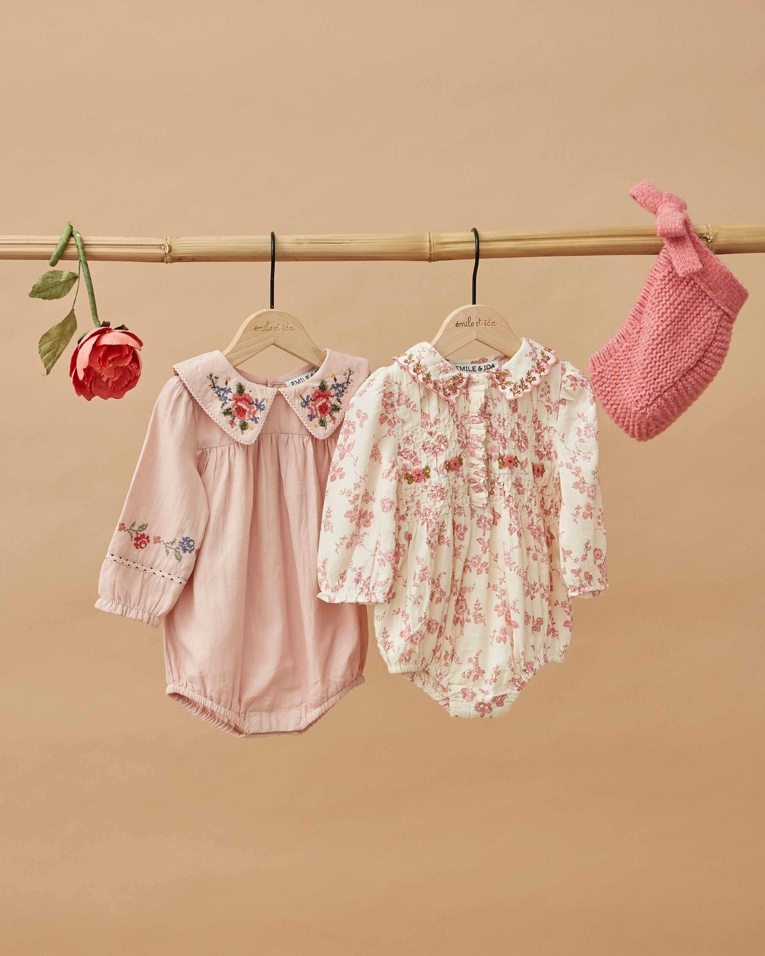 Emile et Ida Rosalie Floral Smocked Baby Romper