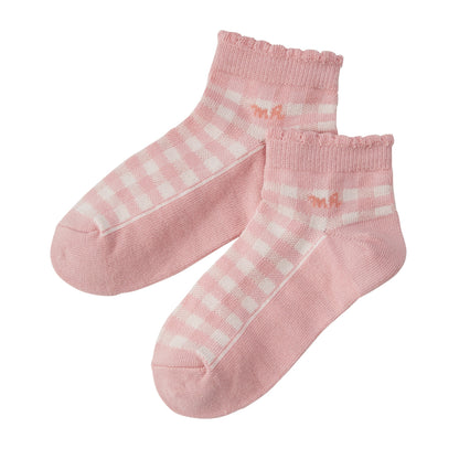 MIKI HOUSE 3 pack Sock set-pink/white stripe