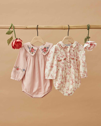 Emile et Ida Rose Cross-Stitch Baby Romper