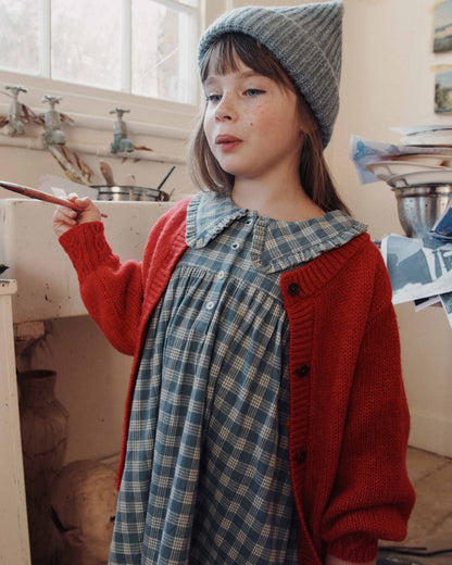 Emile et Ida Celestine Check Ruffle Collar Dress