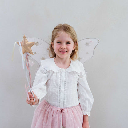 Mimi &amp; Lula pink starry night wings styled with a tutu and wand