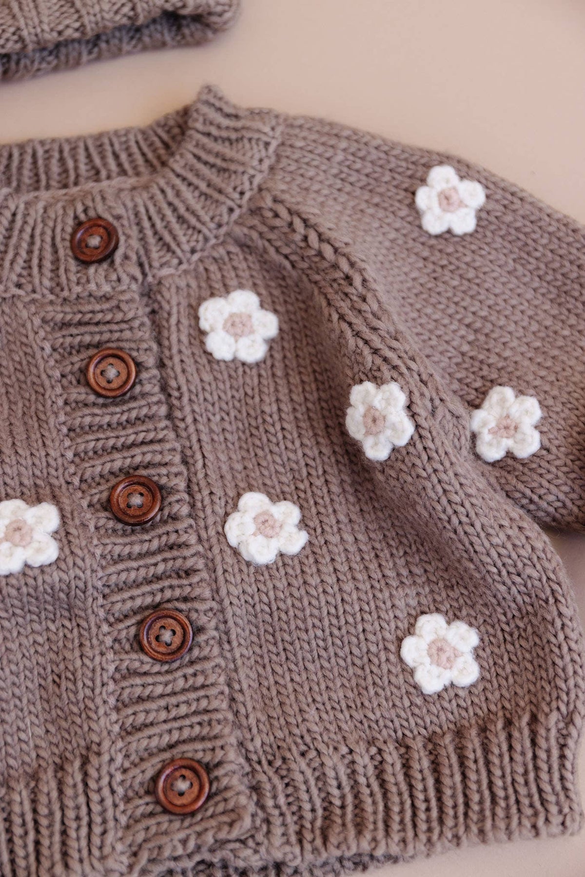 The Blueberry Hill Flower Cardigan - Tan