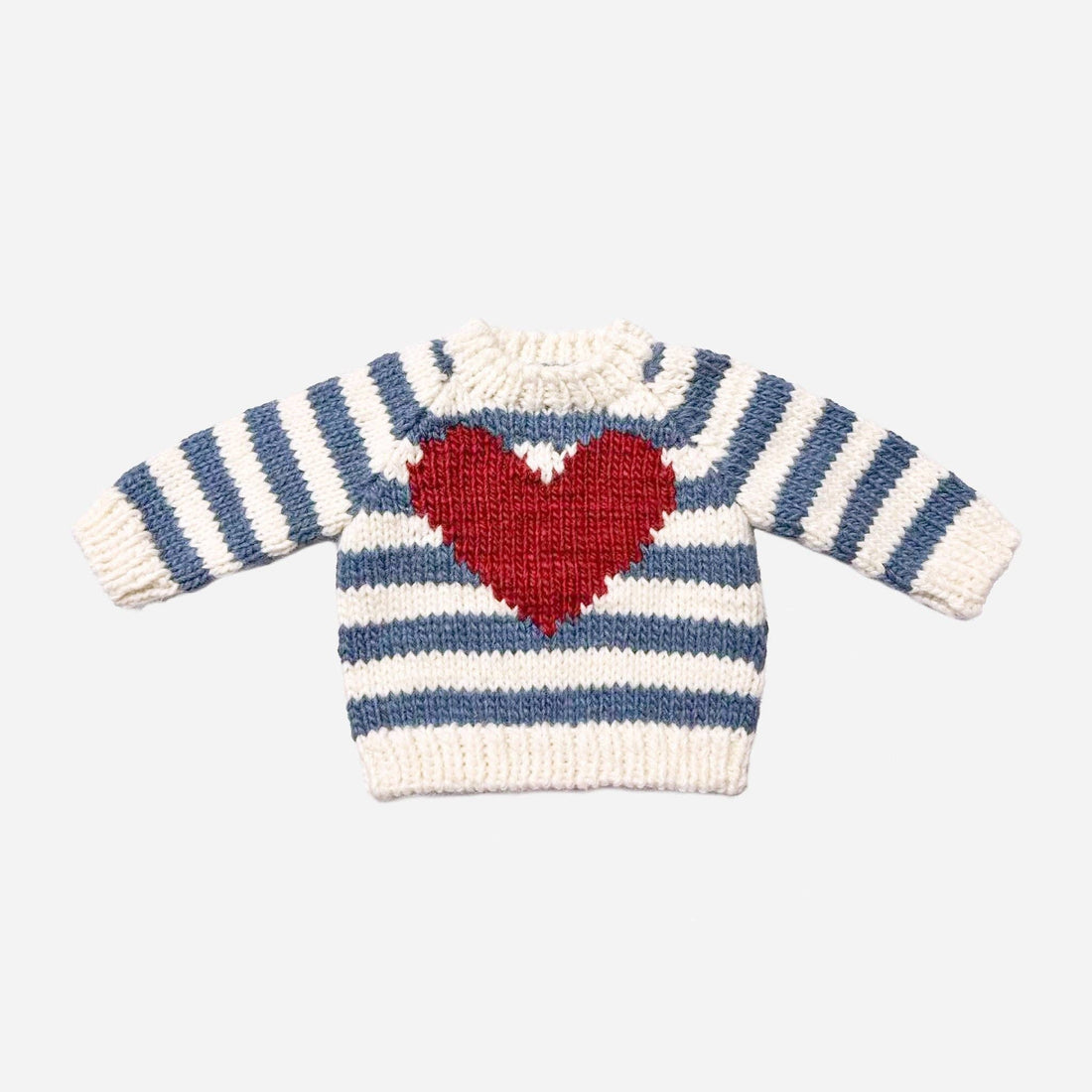 The Blueberry Hill - Stripe Big Heart Sweater - Blue
