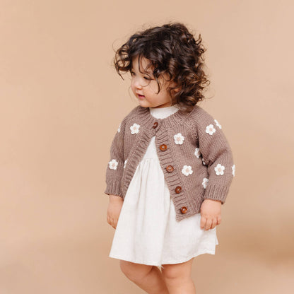 The Blueberry Hill Flower Cardigan - Tan