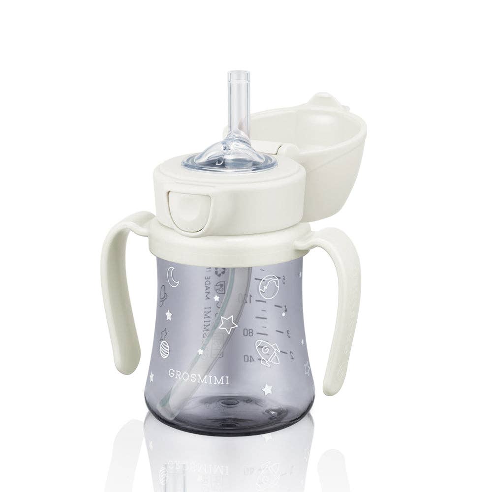 Grosmimi 200ml Straw Cup with Flip Top - Space_White Grosmimi